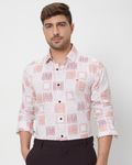 Pink Tonal Print Slim Fit Casual Shirt