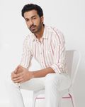 White Candy Stripe Slim Fit Casual Shirt