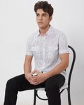 White Cargostripe Slim Fit Casual Shirt
