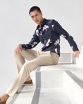 Charcoal Digital Print Slim Fit Casual Shirt