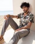 Olive Camo Print Slim Fit Casual Shirt