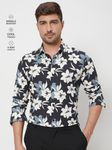 Black Floral Print Slim Fit Casual Shirt