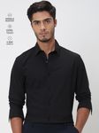 Black Stretch Plain Slim Fit Casual Shirt