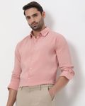 Pink Sandwashed Viscose Blend Slim Fit Casual Shirt