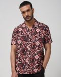 Maroon Digital Print Relaxed Fit Casual Shirt