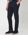 Navy Ankle Length Stretch Chinos