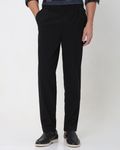 Black Relaxed Tapered Fit Single Pleated Pants Trouser