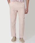 Peach Relaxed Tapered Fit Seersucker Single Pleat Trouser
