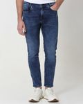 Dark Indigo Blue Ankle Length Denim Deluxe Stretch Jeans