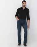 Deep Indigo Blue Straight Fit Denim Deluxe Stretch Jeans