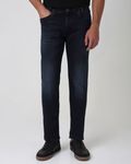 Blue Black Straight Fit Denim Deluxe Stretch Jeans