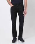 Black Relaxed Straight Fit Denim Deluxe Stretch Jeans