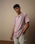 Pink Dobby Stripe Loose Fit Casual Shirt