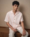Pink Dobby Stripe Loose Fit Casual Shirt