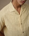 Beige Embroidered Plain Loose Fit Casual Shirt