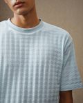 Light Blue Houndstooth Oversized Loose Fit T-Shirt
