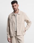 Beige Striped Overshirt