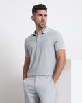 Light Grey Scuba Stretch Plain Slim Fit Polo