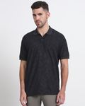 Black Textured Plain Slim Fit Polo