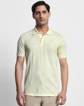 Light Yellow Textured Plain Slim Fit T-Shirt