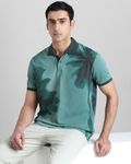 Dark Green Abstract Print Regular Fit T-Shirt