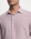 Lilac Textured Plain  Slim Fit Casual Shirt