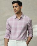 Lilac Large Check  Slim Fit Casual Shirt