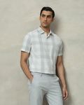 Grey Tonal Check  Slim Fit Casual Shirt