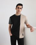 Multi Textured Cut & Sew Regular Fit T-Shirt