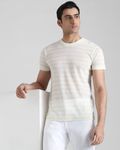 Light Yellow Slub Stripe Slim Fit T-Shirt