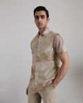 Beige Resort Print Slim Fit Casual Shirt