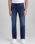 Mid Blue Straight Fit Denim Deluxe Jeans