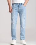 Light Blue Super Slim Fit Distressed Stretch Jeans