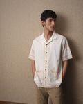 Off White Resort Print Loose Fit Casual Shirt