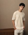 Beige Printed Oversized Loose Fit T-Shirt