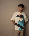 Beige Abstract Print Loose Fit Oversized Tee