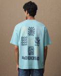 Teal Back Print Oversized Loose Fit Tee