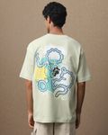 Light Green Back Print Oversized Loose Fit Tee