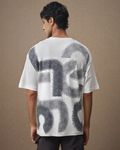 Off White Back Print Oversized Loose Fit Tee
