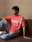Red Acid Washed Oversized Loose Fit Tee