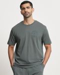 Olive Textured Graphic Regular Fit T-Shirt