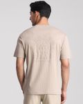 Beige Textured Graphic Regular Fit T-Shirt