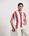 Maroon Terry-Towel Stripe Slim Fit T-Shirt