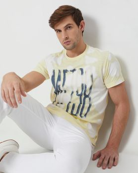 Yellow Cloud Print Slim Fit T-Shirt