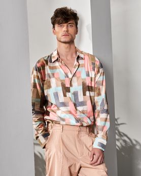 Multi Geometric Print Slim Fit Casual Shirt