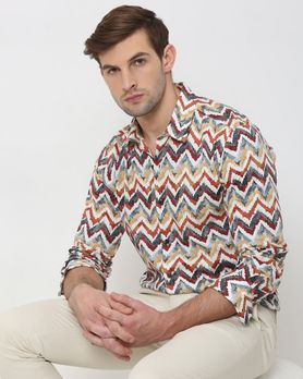 Multi Artisanal Print Slim Fit Casual Shirt