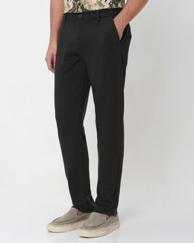 Olive Slim Fit Textured Jersey Stretch Chinos