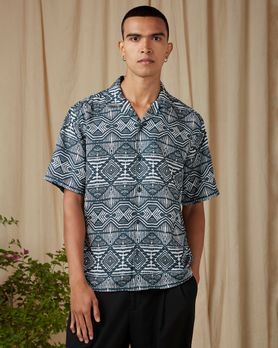 Green Navajo Print Loose Fit Casual Shirt