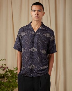 Black Navajo Print Loose Fit Casual Shirt