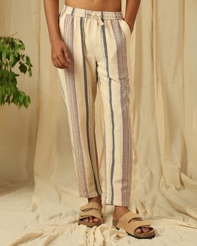 Beige Relaxed Fit Drawstring Trouser